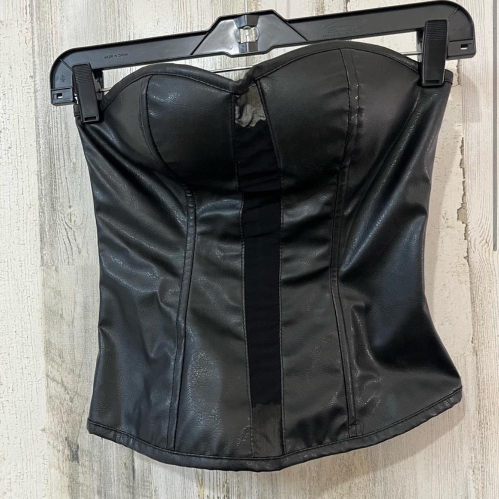 Say What? Black Faux Leather Top